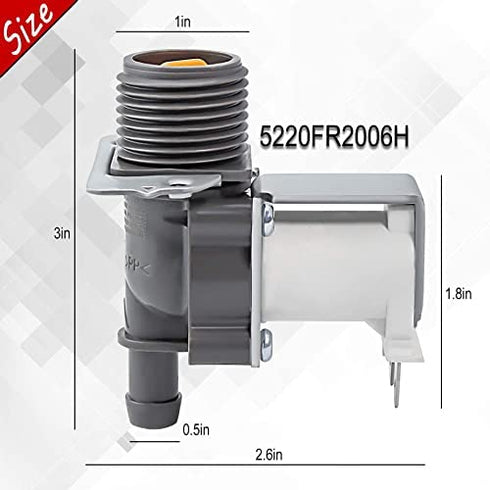 5220FR2006H Hot Water Inlet Valve Assembly (GENUINE ORIGINAL VERSION) ReplaceAP4441935 1268123 5220FR2006L 5220FR2006Q PS3527427 79640272900 79640318900 WM3677HW WM2301HR WM2277HB WM2487HWM