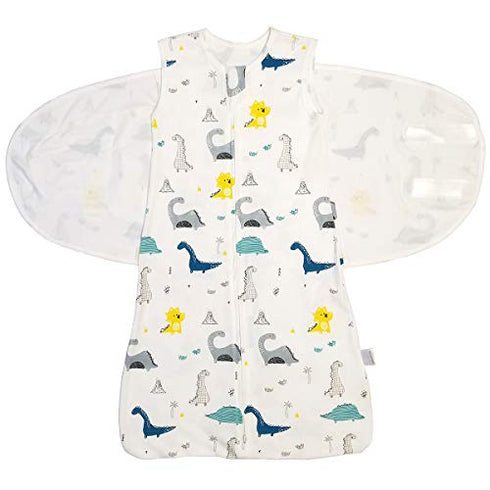 Baby Dinosaur Swaddle Cotton Split Sleeping Bag Swaddle Wearable Blanket for Boys and Girls, 4 Season, 6-12 Months (Blue Dinosaur)