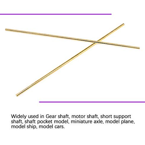 Swpeet 2Pcs 1/4 Inch in Diameter 14 inch in Length Brass Solid Round Rod Lathe Bar Stock Kit, Perfect for Various Shaft, Miniature Axle, Model Plane, Model Ship, Model Cars