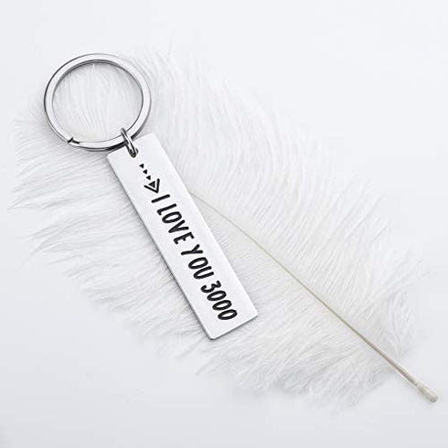 Aizza Beata I Love You 3000 Keychain Gifts for Boyfriend Girlfriend Birthday Valentine Wedding Anniversary for Husband Wife Hubby Fans Christmas 2023 Graduation for Women Men Stocking Stuffer