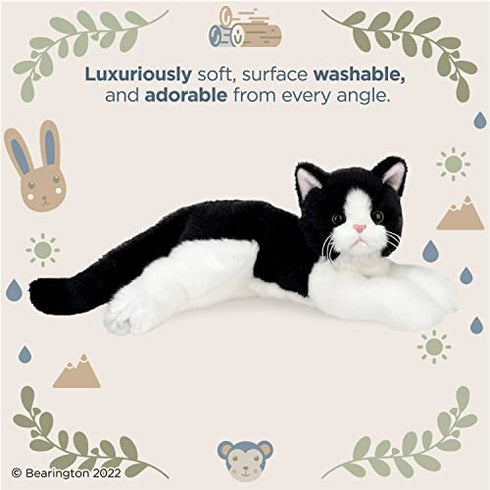 Bearington Domino Plush Stuffed Animal Black and White Tuxedo Cat, Kitten 15 Inch