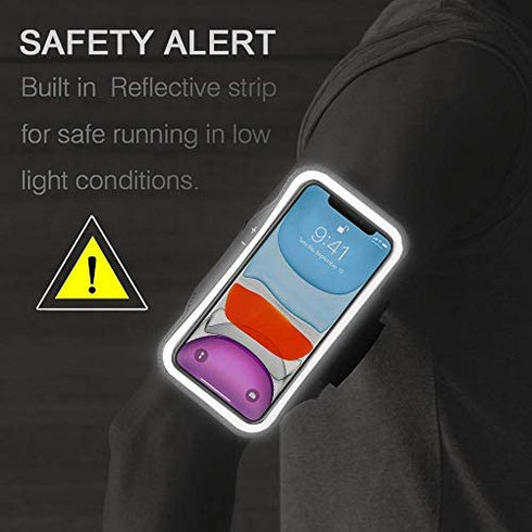 iPhone 14, 13, 12, 11, XR Armband, JEMACHE Water Resistant Gym Running Workouts Arm Band Case for iPhone XR, 11, 12, 13, 13 Pro, 14, 14 Pro with Key Holder (Black)