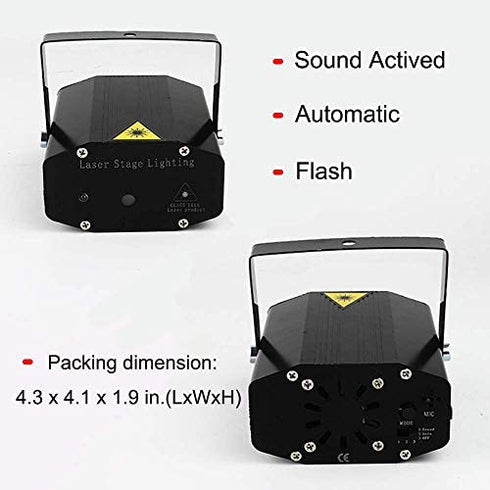 Party Lights,Disco DJ Lights Rave Stage Lighting Projector Effect Sound Activated Flash Strobe Light with Remote Control for Parties Home Show Bar Club Birthday KTV DJ Pub Karaoke Christmas Holiday