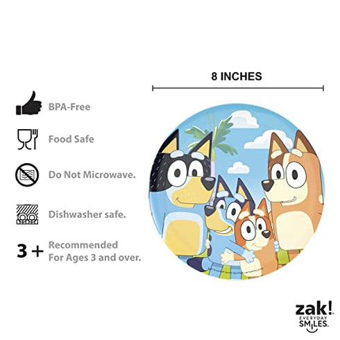 Zak Designs Bluey Kids Dinnerware Set Includes Plate, Bowl, Tumbler and Utensil Tableware, Made of Durable Material and Perfect for Kids (5 Piece Set, Non-BPA)