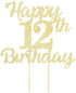 LVEUD 12th Birthday Cake Topper for Happy Birthday, 12 Golden Flash 12th Cake Topper?Happy Birthday Cake Topper Cake Ornament (12th)