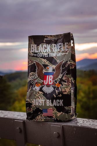 Black Rifle Coffee Just Black (Medium Roast) Whole Bean Coffee, 12 Ounce Bag of Coffee Beans, Medium Roast Coffee Beans, Featuring a Cocoa and Vanilla Aroma, Bold Tasting Notes, and a Smooth Buttery Finish, Helps Support Veterans and First Responders