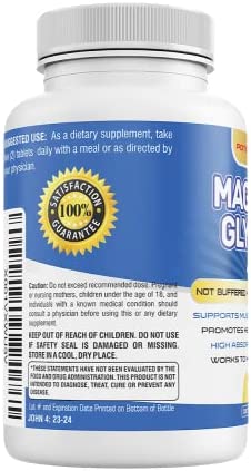 Magnesium Glycinate 400mg 180 Tablets - Maximum Strength, Healthy Relaxation, Muscle Function & Bone Support, Non-Laxative - Non GMO, Gluten Free