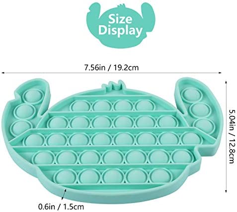 EVERMARKET Push Pop Bubbles Fidget Sensory Toy,Bubble Popper Stress Reliever Silicone Squeeze Toy Anti-Anxiety Tools,a Great Way to Relax and Keep Busy for Kids and Adults(Stitch,Blue)