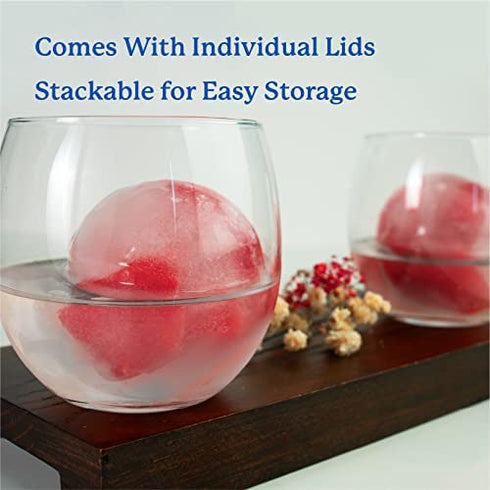 Samuelworld Large Sphere Ice Mold with Lid, 4 x 2.5 Inch Ice Balls - BPA Free, Easy To Fill Round Silicone Ice Tray, Perfect Spheres Craft Ice Maker for Whiskey, Cocktails, Christmas - Black