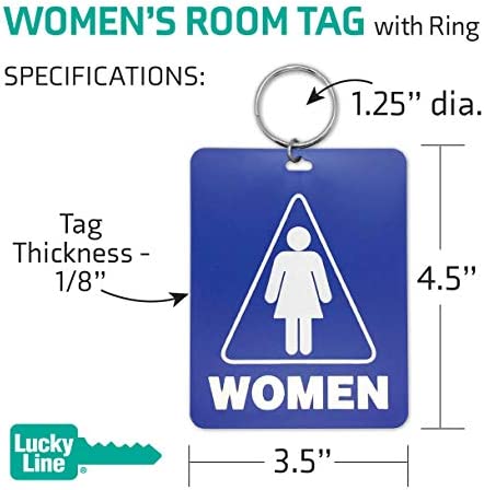 Lucky Line - Women's Restroom Pass Key Tag, Plastic with Split Key Ring Keychain Identifier for Restaurant, Office, Gas Station, 1 Per Pack (53001)