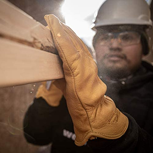 Wells Lamont Men's Winter Work Gloves, | Puncture, Abrasion Resistant | 100-gram Thinsulate, Cowhide Leather, Fleece-Lined Leather | Extra Large (1108XL) , Saddletan