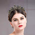 Lurrose Luxury Baroque Crown Black Crystal Crown Halloween Tiara and Crown Rhinestone Queen Crown (Black)