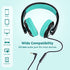 rockpapa Comfort+ Kids Headphones with Microphone and Volume Control, Boys Girls Student Over-Ear Headphones Wired for School Classroom Laptop PC Computer Tablet Black Teal
