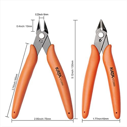 KATA 5 Inch Micro Wire Cutter,Precison Mini Flush Cutters and Clean Cut Pliers for Electronics,Model,Jewelry,Model Kits,Orange