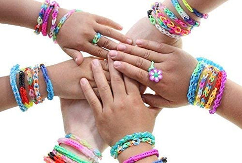 VICOVI 3700+ Colorful Rubber Bands Glow in The Dark Set Included: 3600+ Premium Quality Loom Bands in 6 Colors + 100 S-Clips + 15 Lovely Charms + 6 Crochet Hooks, No Loom Board Included.