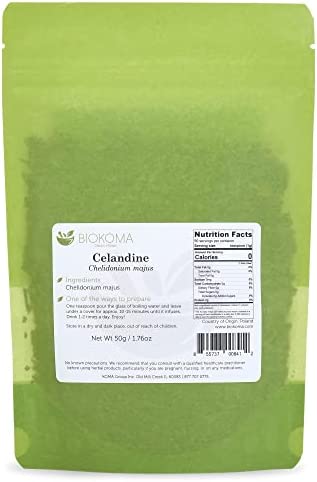 Biokoma Pure and Natural Celandine Dried Herb 50g (1.76oz) in Resealable Moisture Proof Pouch