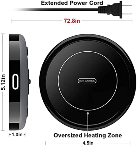 Smart Coffee Warmer, BESTINNKITS Auto On/Off Gravity-induction Mug Warmer for Office Desk Use, Candle Wax Cup Warmer Heating Plate (Up To 131F/55C) (Black)