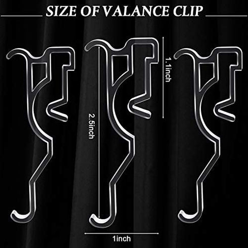 Jetec Valance Clips 2.5 Inch Arc-Shaped Window Valance Clips Clear Plastic Valance Retainer Clips Blind Valance Clips Hidden Valance Clips (20 Pieces)