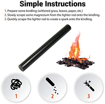 West Lake Tactical Pack of Eight (8) 5/16" DIY Ferrocerium (Ferro) Rods Flint Fire Starter Magnesium Tool Kit AKA Firesteel, an Essential Part of Any Survival Kit