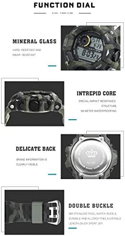 KXAITO Men's Watches Sports Outdoor Waterproof Military Wrist Watch Date Multi Function Tactics LED Alarm Stopwatch