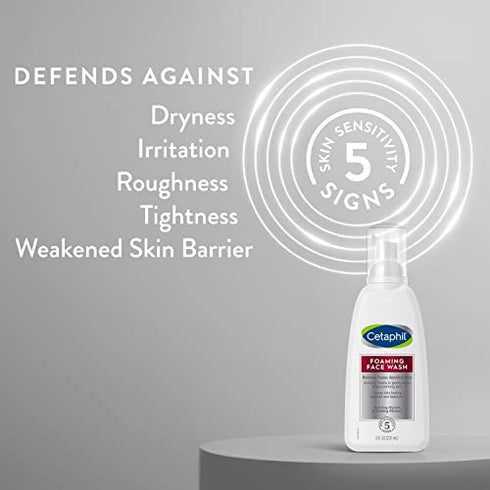 CETAPHIL Redness Relieving Foaming Face Wash for Sensitive Skin , 8 fl oz , Gently Cleanses & Calms Sensitive Skin Without Over Drying, (Packaging May Vary)