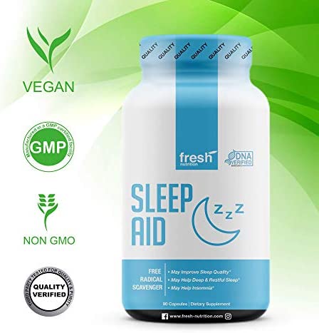 Sleep Aid - Strongest DNA Verified - Melatonin, KSM-66 Ashwagandha, L-Theanine, Glycine, Vitamin B8 Inositol, Vitamin C – Strong Natural Sleep Aids for Adults Extra Strength Sleeping Pill - Vegan Safe