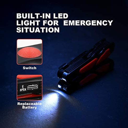 Gifts for Men, BIBURY Multitool Pliers, 14 in 1 Multi Tool with Flashlight, Scissors, Knife, Stainless Steel Pocket Multifunctional Tool for Camping, Survival, Fishing, Hiking, Hunting