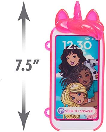 Barbie Unicorn Play Phone Set with Lights and Sounds, Unicorn Phone Case and Wristlet, Toy Cell Phone for Kids, by Just Play , Pink