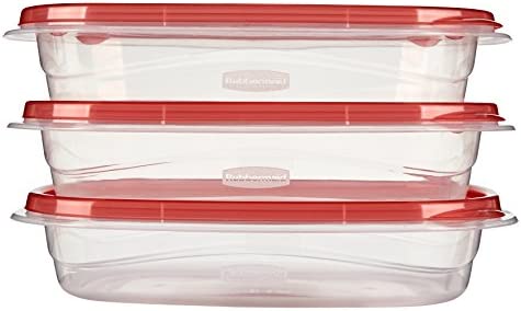 Rubbermaid TakeAlongs Rectangle Food Storage Container, 4 Cup, Tint Chili, 3 Count