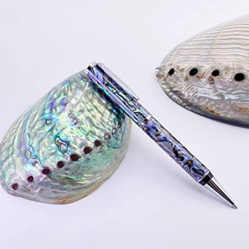 LACHIEVA luxury Handcrafted Shell Abalone Metal Ballpoint Pen Compatible with Germany Schmidt P900M Refill, Best Gift for Writing (Blue and Black 2 Refills), Nice Pen for Men & Women and Christmas
