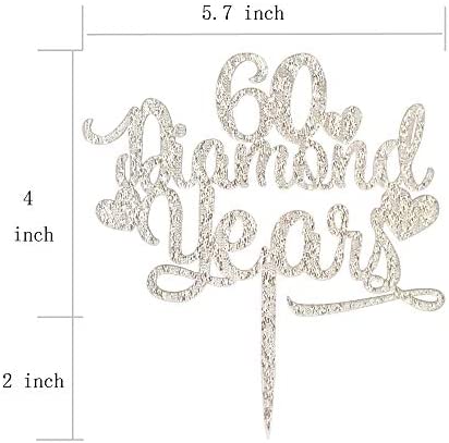 60 Diamond Years Birthday Cake Topper 60th Anniversary Cake Topper, Happy 60th Wedding Cake Topper, Anniversary Party Decor, Diamond Anniversary