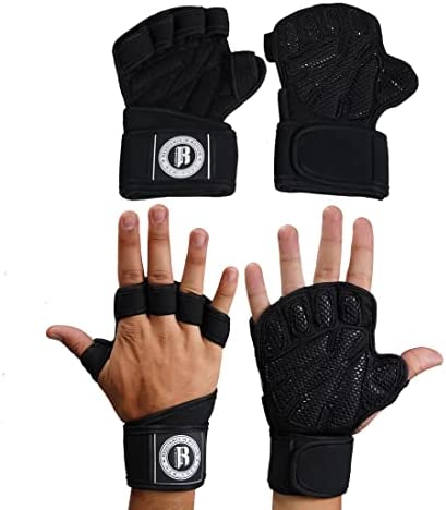 RIMSports Ventilated Weight Lifting Gloves with Wrist Support , Full Palm Protection Workout Gloves with Extra Grip, Great for Pull Ups, Cross Training, Fitness, WODs & Weightlifting for Men & Women