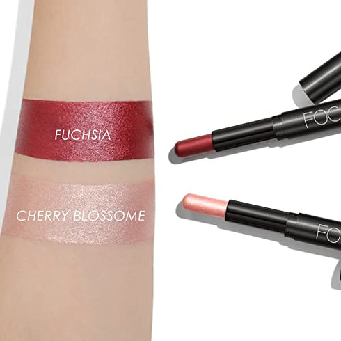 FOCALLURE 2 Pcs Shimmer Cream Eyeshadow Stick,Brightener Eyeshadow Pencil Crayon,Highlighter Eye Shadow Stick Sets with Crease-proof Formula,Long Lasting Waterproof Eye Shadow Make Up,Blossom