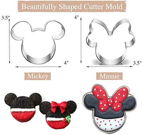 COTEY Cookie Cutters 4" to 3" Set of 6 Mickey & Minnie Mouse Unicorn Dinosaur Heart Star Hot Biscuit Cake Fondant Pancake Cutter Mold for Kids Children Holiday Celebration Birthday Party