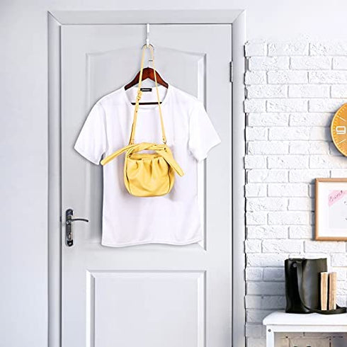Hotop 2 Pieces Over Door Hooks Single Over Door Hooks Valet Hooks Multi Hanging Storage Hanger for Clothes Coats Towels Hats Scarves Purses Keys and More (White)