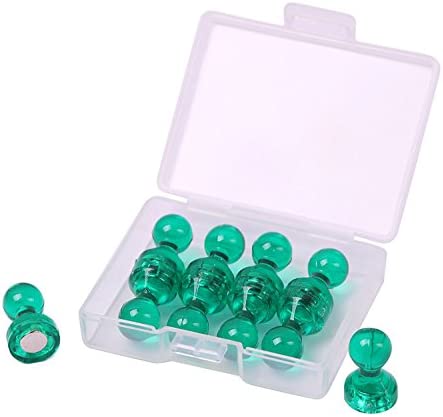 PTC Office Acrylic Magnetic Map Push Pins Decorative Refrigerator Magnets for Bulletin Board, Whiteboards, Calendar and Fridge, 10 Pack (Green)