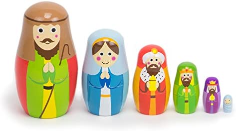 Imagination Generation - Nesting Nativity Set for Kids - Christmas Nesting Dolls, Wooden Toys Playset with Baby Jesus, Three Kings, Mary and Joseph Figurines for Kids - 11 Pcs