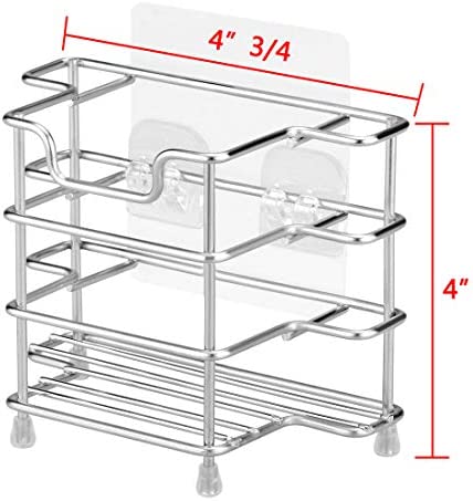 Linkidea Wall Mount Toothbrush Holder for Bathroom, Shower, Stainless Steel Tooth Brush Stand for Electric Toothbrush, Toothpaste, Razor, Self Adhesive Wallmount / Countertop 3 Slots Organizer