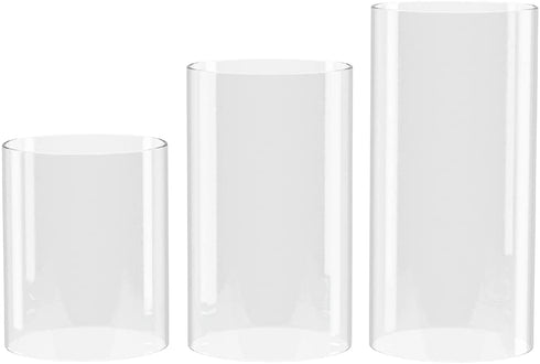 SUNWO Borosilicate Glass, Clear Candle Holder, Glass Chimney for Candle Open Ended, Glass Hurricane Candle Holders Diameter 3.5", Height 6"