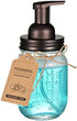 SheeChung Mason Jar Foaming Soap Dispenser-Rustproof Stainless Steel Lid & Foaming Soap Pump,Best Hand Foam Soap Dispenser Glass for Bathroom Vanities or Kitchen Sink,Countertops-Bronze (1 pk)