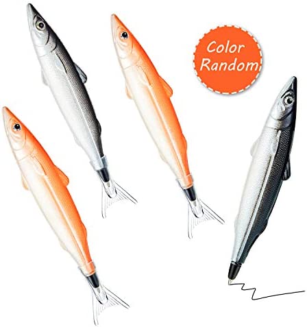 Fish Shaped Pencil Case Novelty Fish Pen Bag Fish Coin Purse Funny Pencil Case with Padded Thick Foam Lining and 4 Pieces Cute Fish Pens Fish Gifts for School Classroom Supply