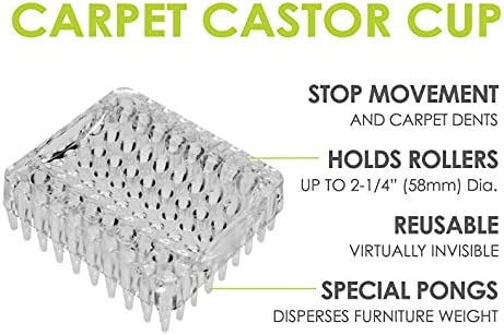 Slipstick CB420 Carpet Protector Caster Cups / Carpet Grippers for Under Furniture (Set of 4) 2-1/4 Inch - Clear Plastic