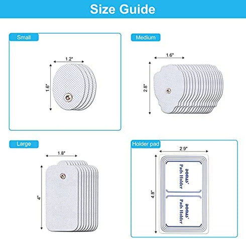 DOMAS 28 Pcs TENS Unit Replacement Pads Premium Reusable Electrode Pads?Snap On 3.5MM),Self Adhesive Electro Therapy Patches for Electrical Stimulation,Non Irritating Stim Pads Design