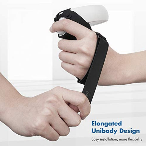 KIWI design Controller Grips Compatible with Quest 2 Accessories, Silicone Grip Cover Protector with Knuckle Straps (Black, 1 Pair)