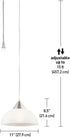 Globe Electric 64413 Amaris 1-Light Plug-In Pendant, Brushed Steel, Frosted White Shade, 15ft Clear Cord, In-Line On/Off Switch