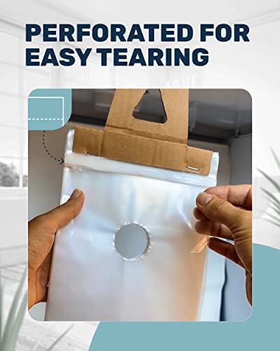 Skywin 100 Plastic Door Hanger Bags 6 x 12 inches - Clear Door Hanger Bags Protects Flyers, Brochures, Notices, Printed Materials - Waterproof and Secure Door Knob Hanger for Outdoor Use (100)