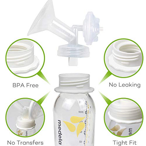 PumpMom Pump Bottle Adapter, Baby Bottle Thread Changer Converter for Spectra S1 S2 Pump Wide Mouth Flanges to Use Standard Sized Bottles. Compatible with Medela, Ameda, Dr. Brown Narrow Neck Bottles