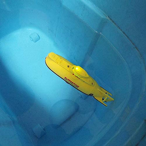 Tipmant Mini RC Submarine Toy Remote Control Boat Ship Electric Dive Water Fish Tank Kids Birthday Gift (Yellow)
