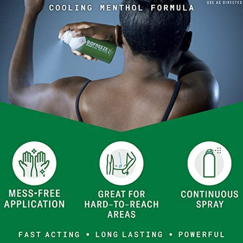 Biofreeze Menthol Pain Relieving Spray 4 FL OZ Colorless Aerosol Spray (Pack Of 2) For Pain Relief Associated With Sore Muscles, Arthritis, Simple Backaches, And Joint Pain (Packaging May Vary)