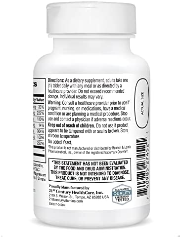 21st Century Healthy Eyes with Lutein Tablets, 60 Count, White (27452)